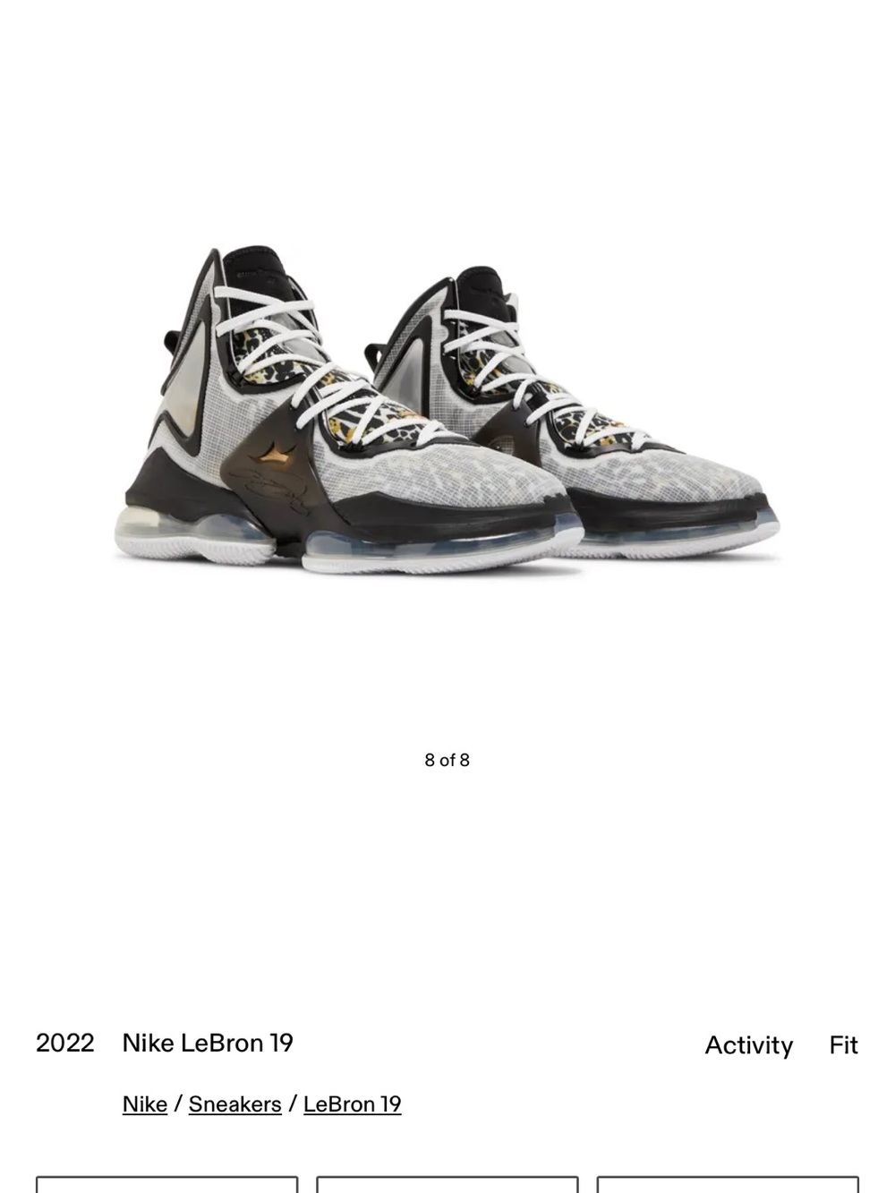 Nike LeBron 19 Basketball Shoes - White, Black, Gold Accents